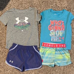 Under Armour Kids Floral Gray and Blue Graphic Set